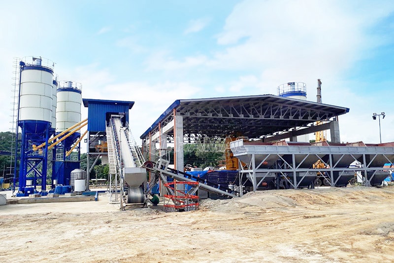 Tampilan lengkap pabrik pencampuran beton 60m<sup>3</sup>/jam