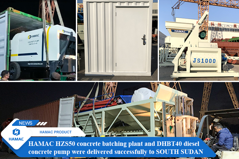 <b>HZS50 concrete batching plant and DHBT40 diesel concrete pump to SOUTH SUDAN</b>